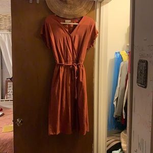Burnt orange wrap dress universal thread